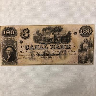 Canal bank of the New Orleans canal banking company $100 bill