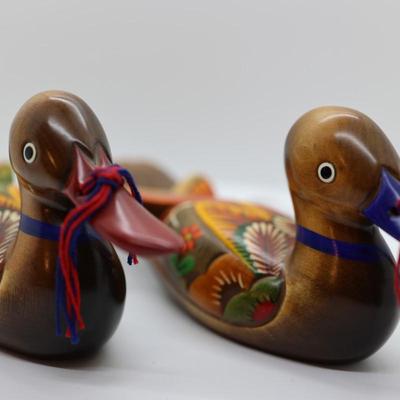 Wedding Ducks - Carved Wood & Hand Painted Ducks