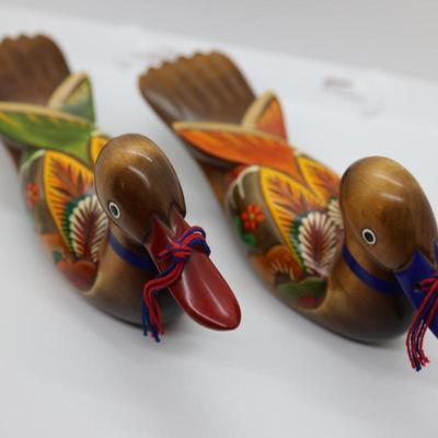 Wedding Ducks - Carved Wood & Hand Painted Ducks