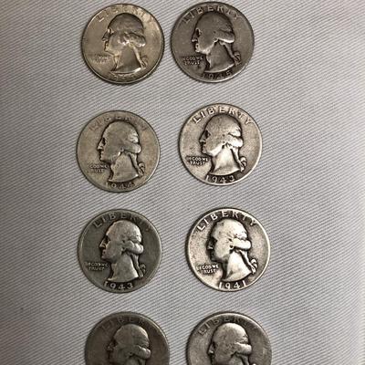 8 Silver Washington quarters