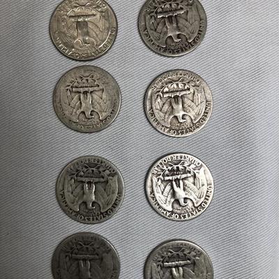 8 Silver Washington quarters
