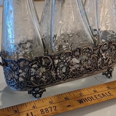 Italian Silver Three Bottle Stand - Early 20th Century