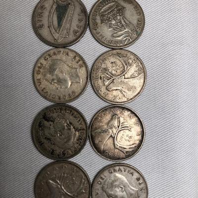 8 Coins: Silver Canadian quarters and more