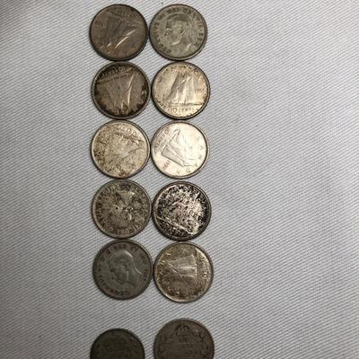 10 silver Canadian dimes and more