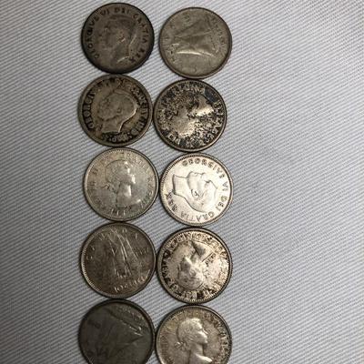 10 silver Canadian dimes and more
