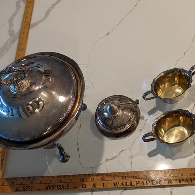 Antique Chafing Dish and Condiment Dishes