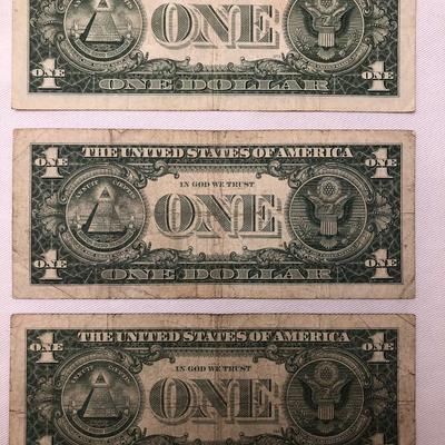 Three series 1957 silver certificates