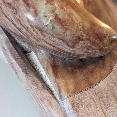 Incredible, Original Kirk Tatom Utah Alabaster "Bird with 3 Iris'" Sculpture