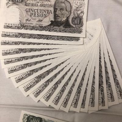 Argentinian 50 and 500 Pesos Currency