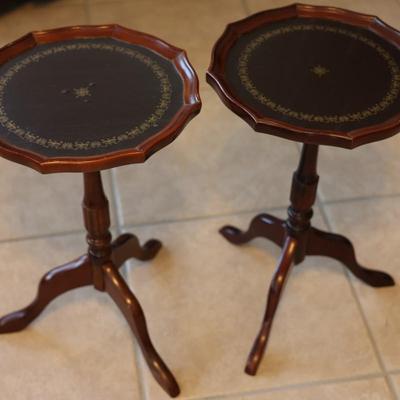 BOMBAY COMPANY - (2) Leather & Gold Gilt Top Table