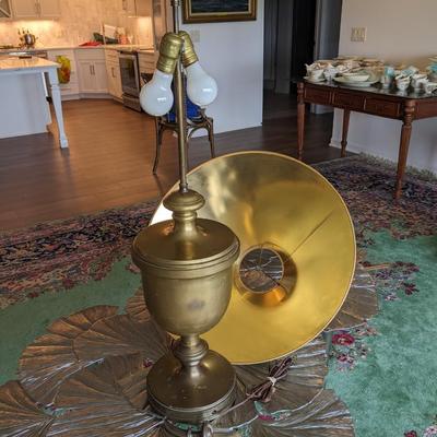 1 of 2 Antique Brass 2 Bulb Lamp