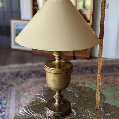 1 of 2 Antique Brass 2 Bulb Lamp