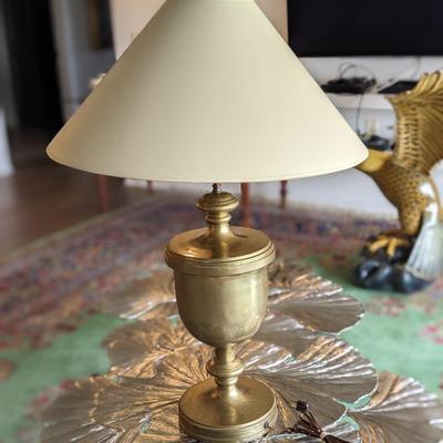 2nd Antique Brass Lamp with 2 Bulbs