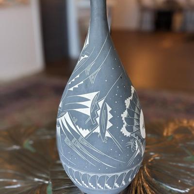 Stunning Black Horse, Navajo Vase