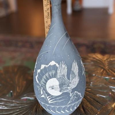 Stunning Black Horse, Navajo Vase