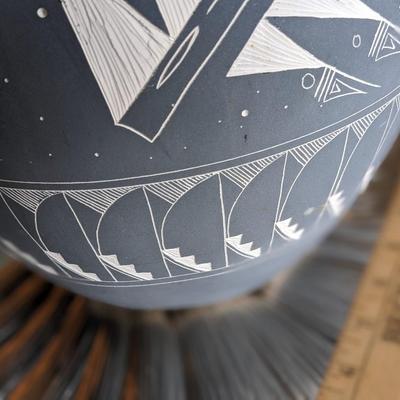 Stunning Black Horse, Navajo Vase