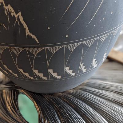 Stunning Black Horse, Navajo Vase