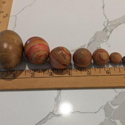 Vintage Hand Painted Wooden Nesting Balls