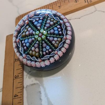 Millefiori Perthshire Paperweight Radial Twists, Multicolor Art Glass Paperweight