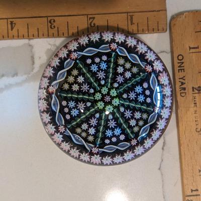 Millefiori Perthshire Paperweight Radial Twists, Multicolor Art Glass Paperweight