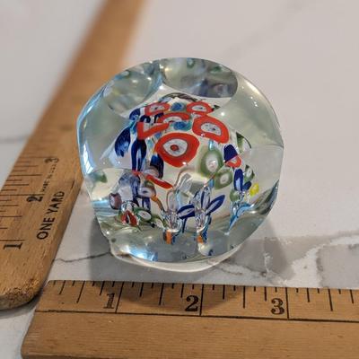 Italian Glass Millefiori Paperweight - floral paperweight