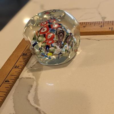 Italian Glass Millefiori Paperweight - floral paperweight