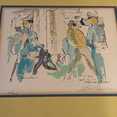'77 Leroy Neiman Signed A.P.  "5pm Sept 5th, 1972 (Olympics)