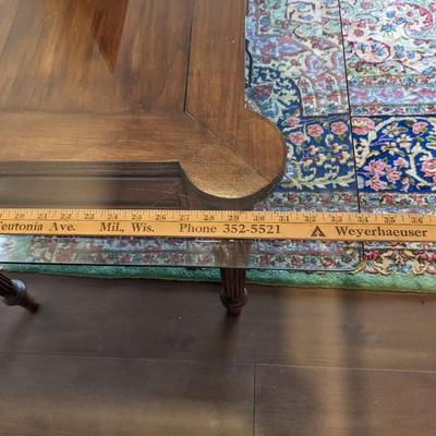 Antique Victorian Writing Desk with Glass Top and Wicker Seat Chair