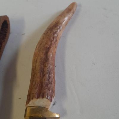 Two knives with sheaths Antler handled