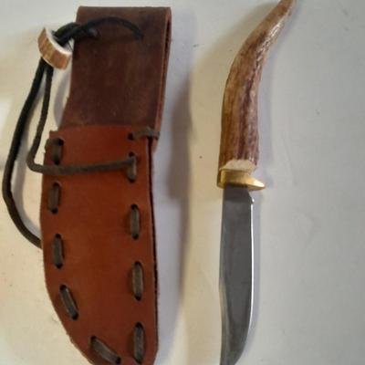 Two knives with sheaths Antler handled