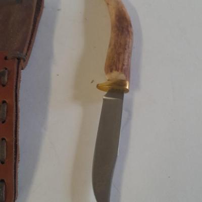 Two knives with sheaths Antler handled