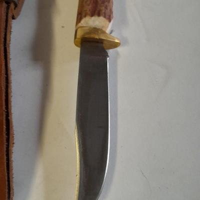 Two knives with sheaths Antler handled