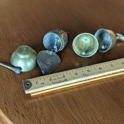 Collection of Vintage Brass Bells and Bowl