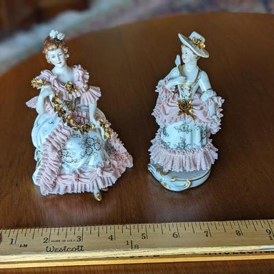 2 Vintage Dresden MV Porcelain Figurines