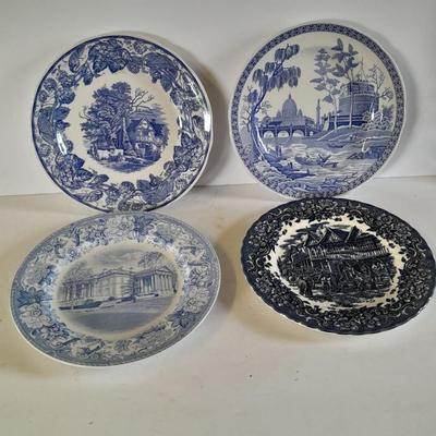 Four blueprint collector's plates Spode, Ironstone England, Copeland
