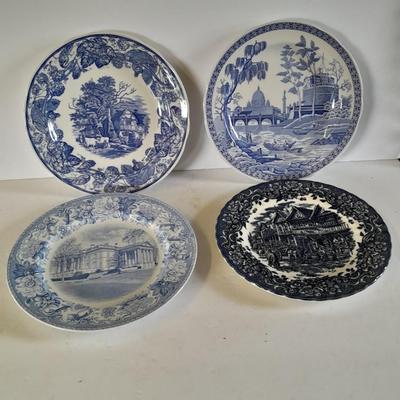 Four blueprint collector's plates Spode, Ironstone England, Copeland