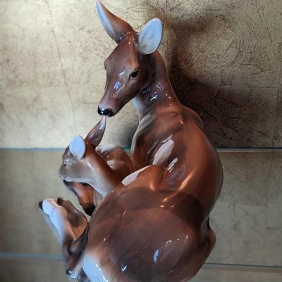 Keramos Wein Deer and Fawn Vintage Large Figurine