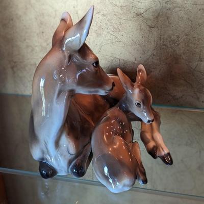Keramos Wein Deer and Fawn Vintage Large Figurine
