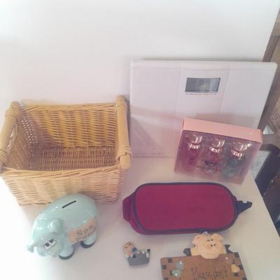 Bath pigs, health o meter digital scale and other Bath decor and needs