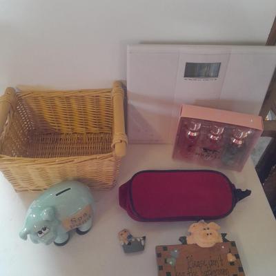 Bath pigs, health o meter digital scale and other Bath decor and needs