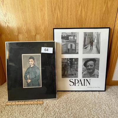Framed Pastel and Print