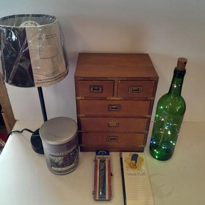 New table lamp, Musical Jewlery box, led lit bottle and more.