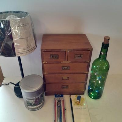 New table lamp, Musical Jewlery box, led lit bottle and more.