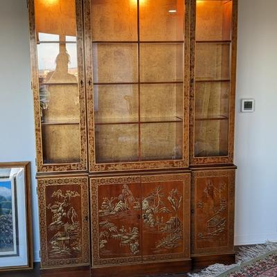 Stunning Drexel Heritage Lit Asian Chinoiserie Breakfront