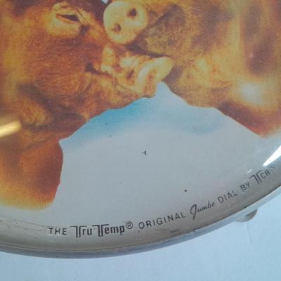 The Tru Temp thermometer with pigs and a 1966 DCC PUBL. CO. Pig print