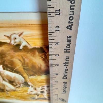 The Tru Temp thermometer with pigs and a 1966 DCC PUBL. CO. Pig print