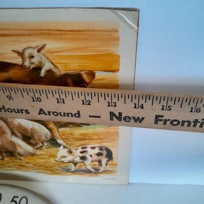 The Tru Temp thermometer with pigs and a 1966 DCC PUBL. CO. Pig print