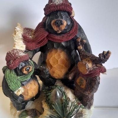 Bathroom bear towel holder, Christmas bears and a small bear figure