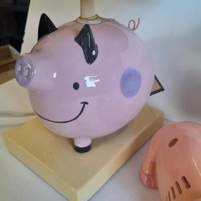 Pig lamp, piggy bank, and more pigs