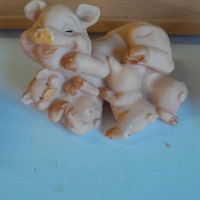 Framed pig wall art with pig figures